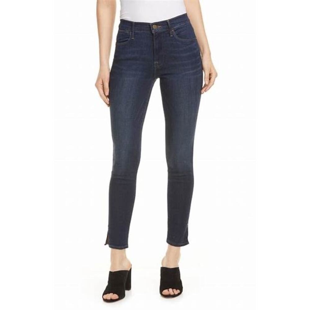 FRAME Le High Skinny Slit Wythe Dark Blue Denim Jeans Size 24